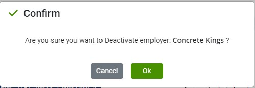 Screenshot showing the confirmation message