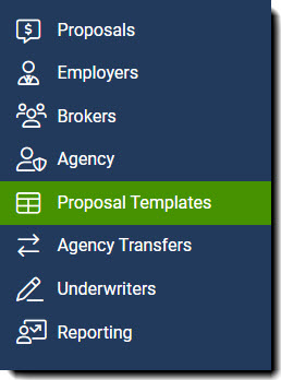 Screenshot showing Proposal Templates in the left-hand navigation