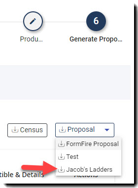 Screenshot showing a template in the Proposal