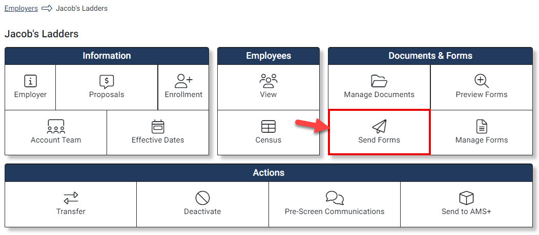 Screenshot showing the Employer Hub