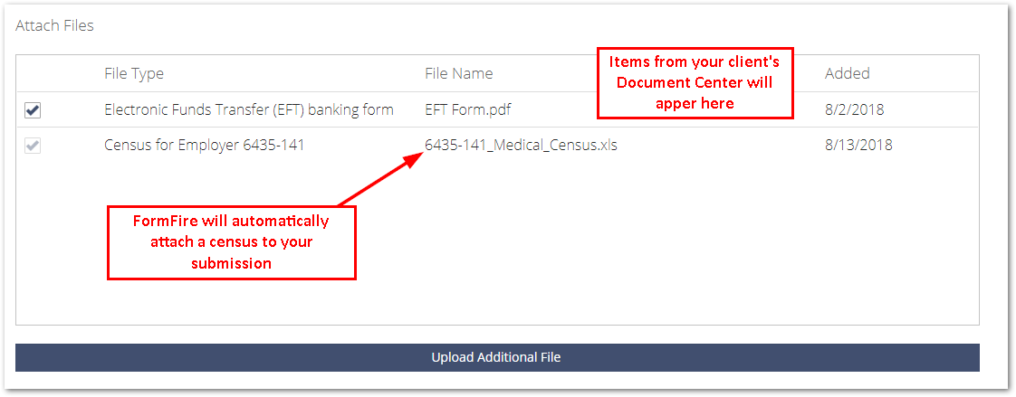 Screenshot showing the file uploader