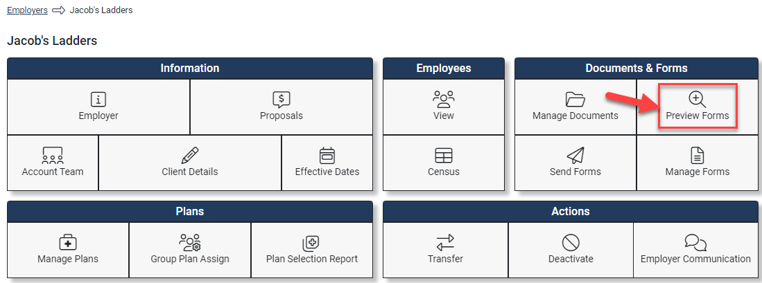 Screenshot showing the Employer Hub