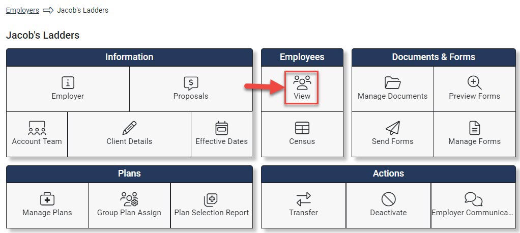 Screenshot showing the Employer Hub