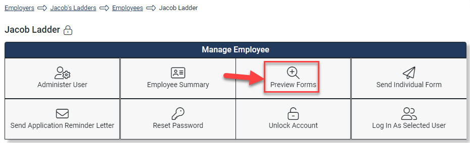 Screenshot showing the Employee Hub