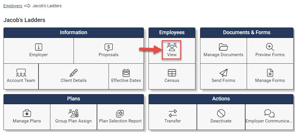 Screenshot showing the Employer Hub