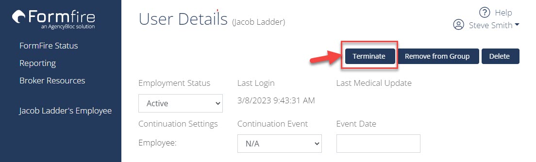 Screenshot showing the User Details page