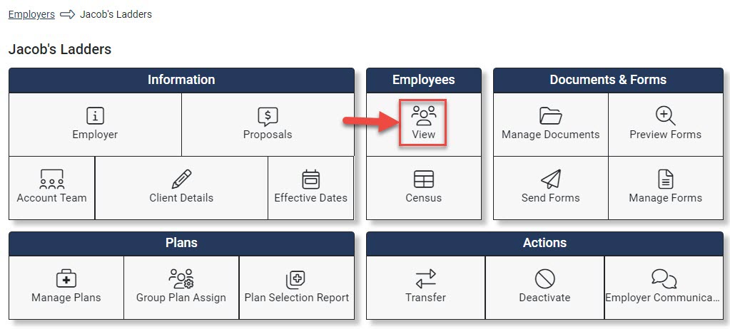 Screenshot showing the Employer Hub