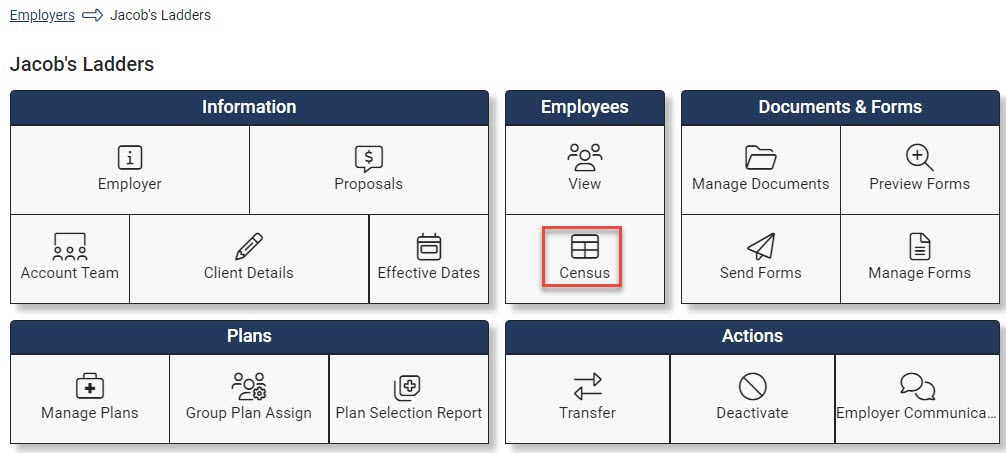 Screenshot showing the Employer Hub