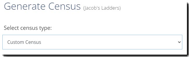 Screenshot showing the census type dropdown