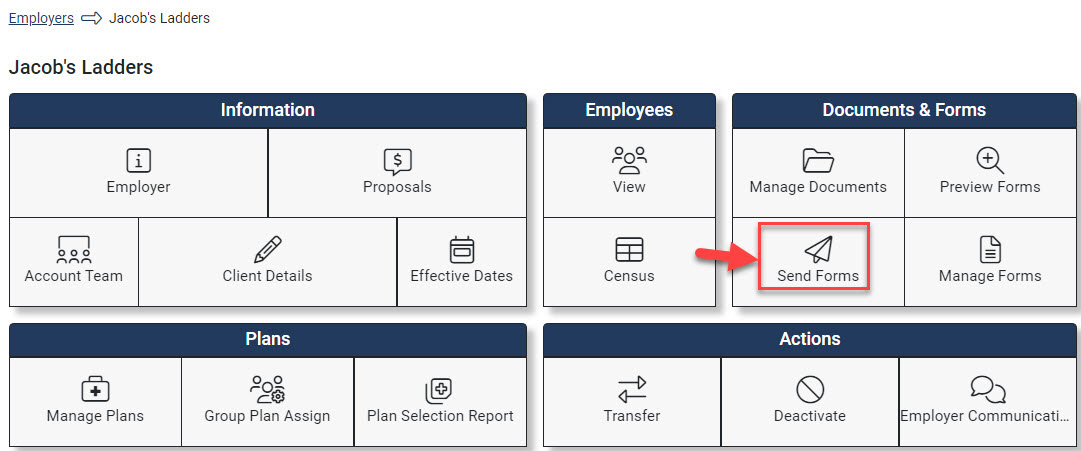 Screenshot showing the Employer Hub