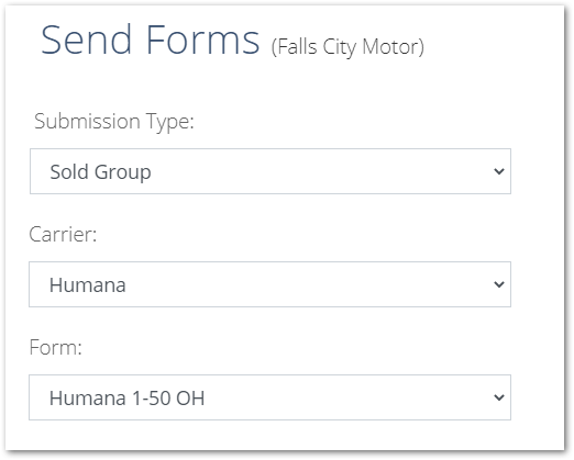Screenshot showing the Send Forms page