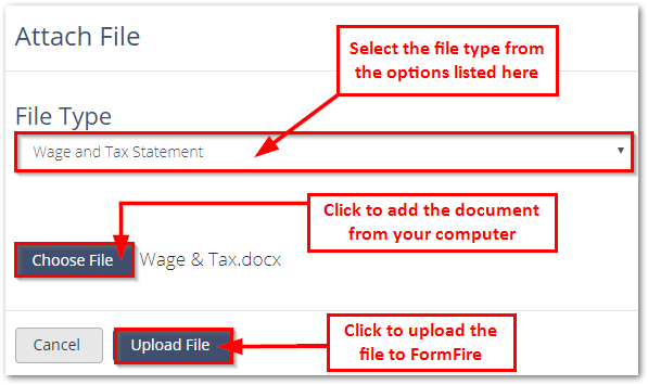 Screenshot showing the file attachment