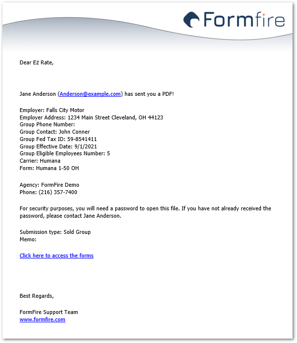 Screenshot showing an example of a Humana letter