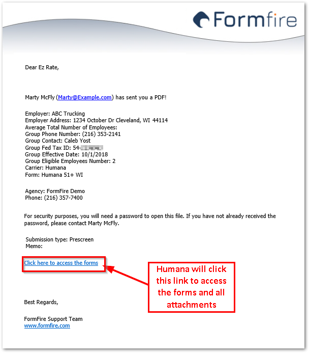 Screenshot showing an example of a Humana letter