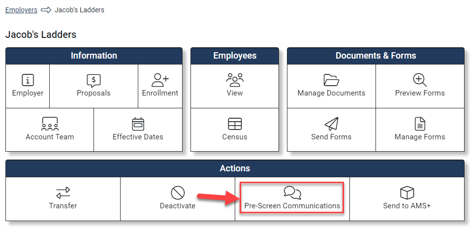 Screenshot showing the Employer Hub