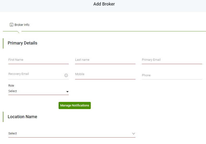 Screenshot showing the Broker details page
