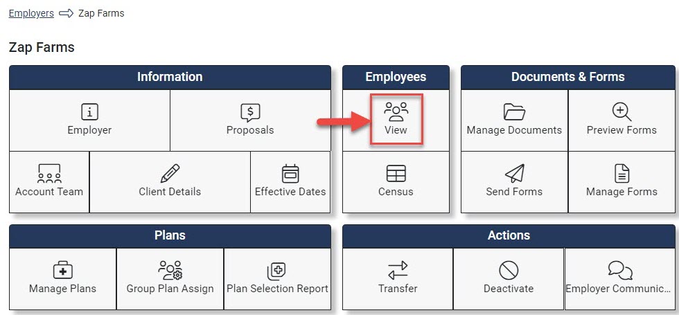 Screenshot showing the Employer Hub