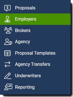 Screenshot showing how to access the Employer Listing from the left-hand navigatoin