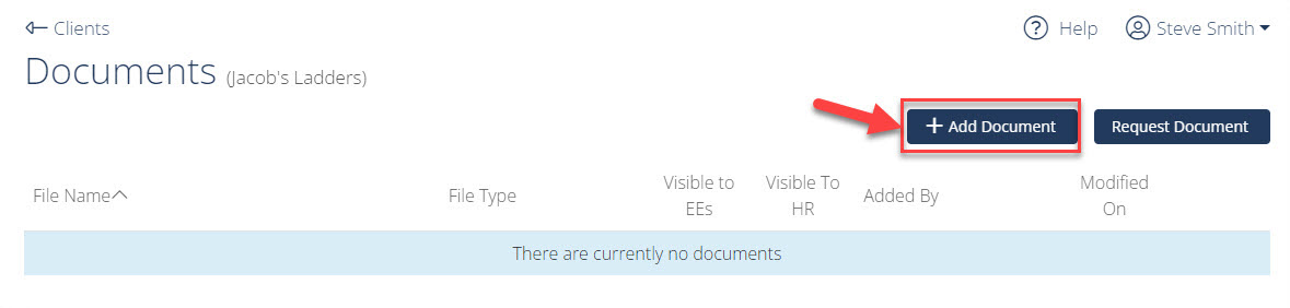 Screenshot showing the Document Center