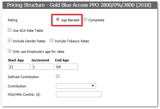 Screenshot showing the Age Banded option