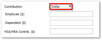 Screenshot showing the Dollar contribution option