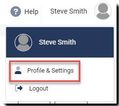 Screenshot showing the Profile and Settings menu