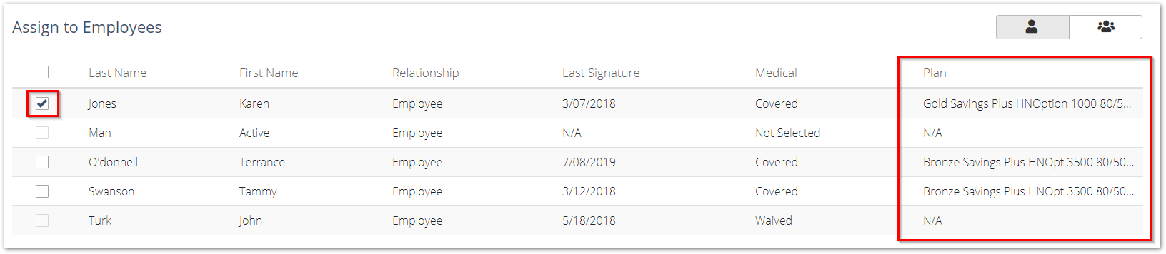 Screenshot showing the selected Employees