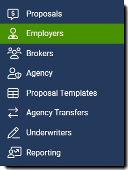 Screenshot showing how to access the Employer Listing from the left-hand navigation