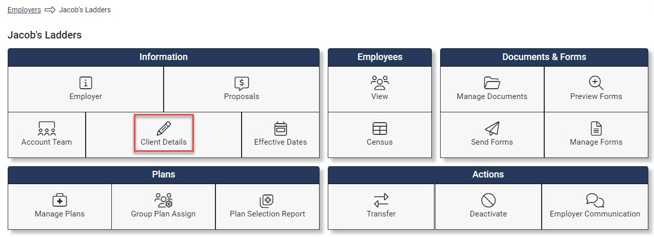 Screenshot showing the Employer Hub