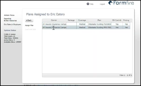 Screenshot showing the plan selector page