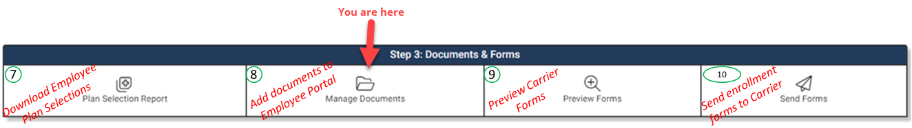 Image emphasizing the Document Center tile in the Enrollment Hub