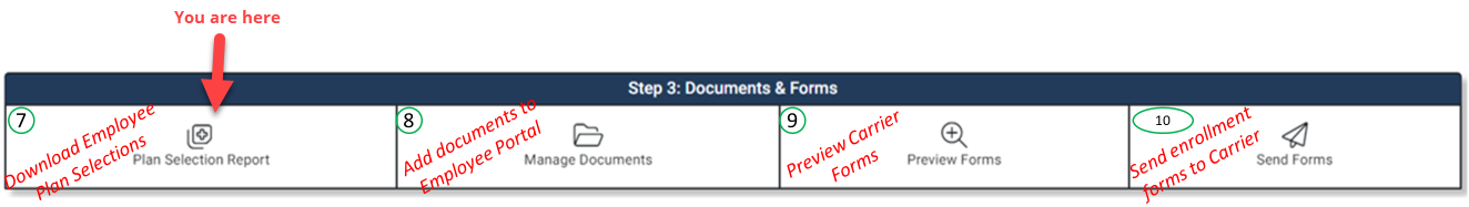 Image emphasizing the Plan Selection Report tile in the Enrollment Hub