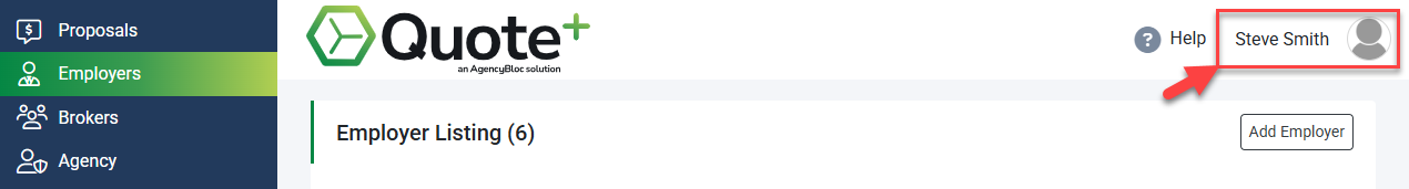 Screenshot highlighting the Profile & Settings icon