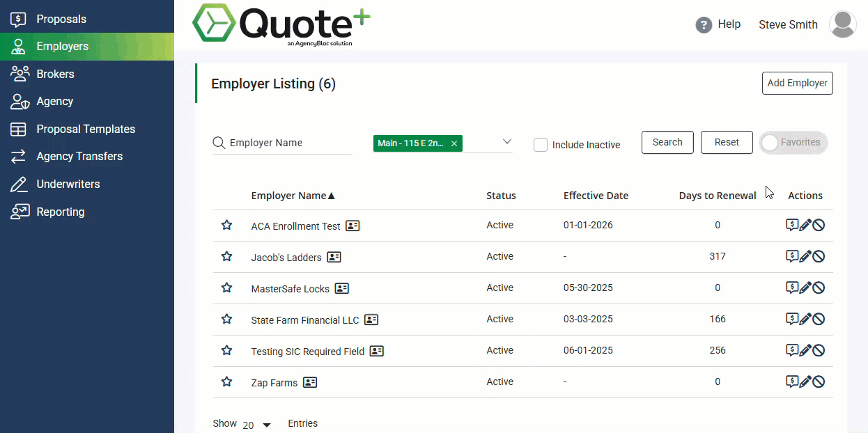 Animated image showing how to edit classes in the Employee Classes section of the Employer Information page