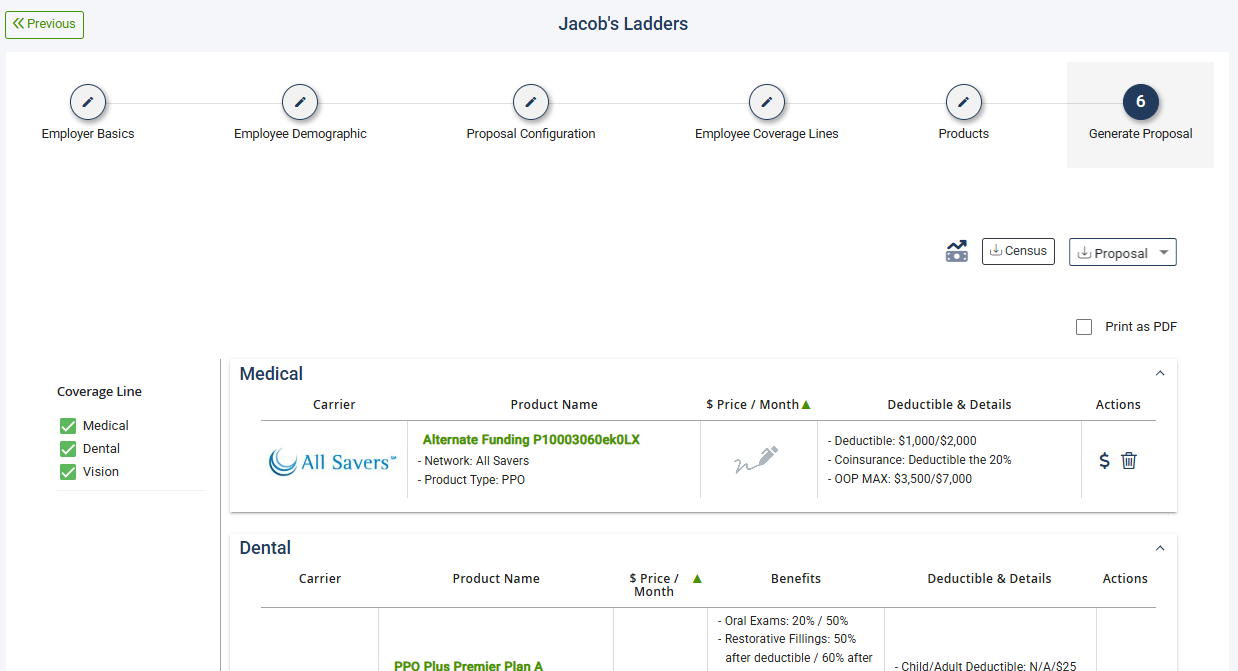 Screenshot showing the Generate Proposal step in the Proposal process