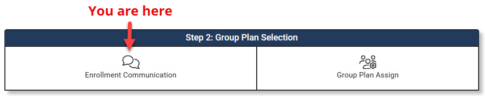Screenshot highlighting the Enrollment Communications link in the Enrollment Hub