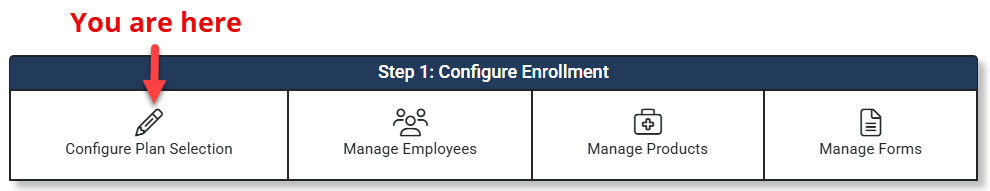 Screenshot highlighting the Configure Plan Selection link in the Enrollment Hub