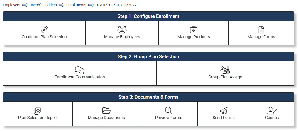 Screenshot showing the Enrollment Hub