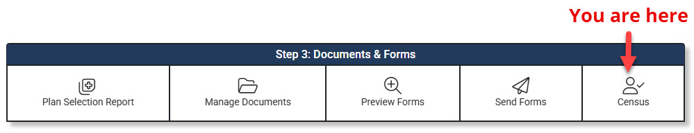 Screenshot highlighting the Census link in the Enrollment Hub