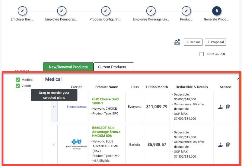 Screenshot showing Step 6 of of the Proposal process
